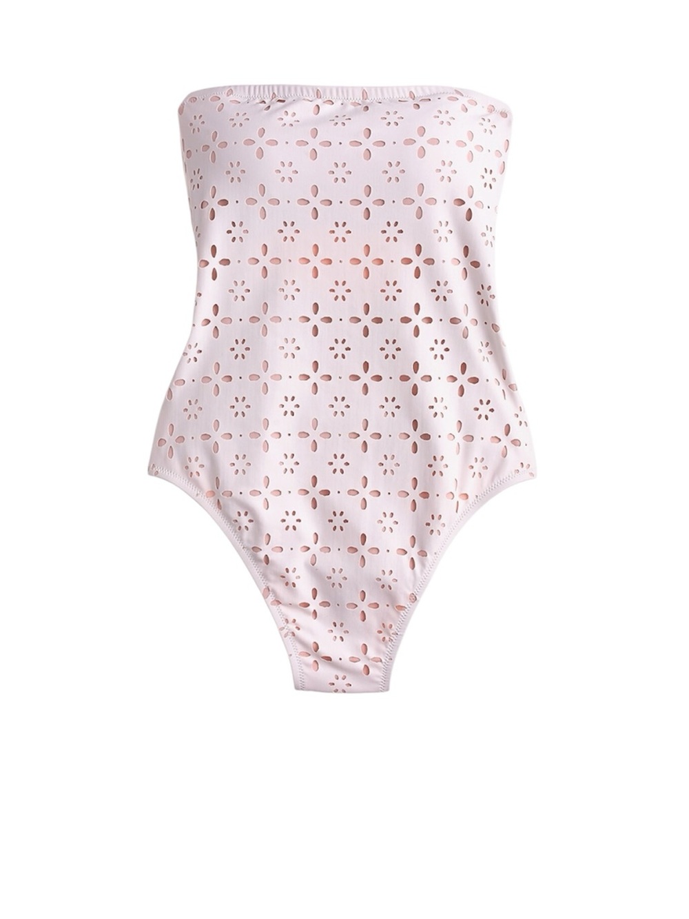 J. Crew Women’s Bandeau One-Piece Swimsuit in Laser-cut Eyelet Pink Size 4